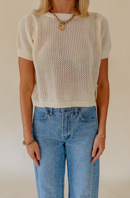 LIGHT &amp; AIRY OPEN KNIT SWEATER TEE