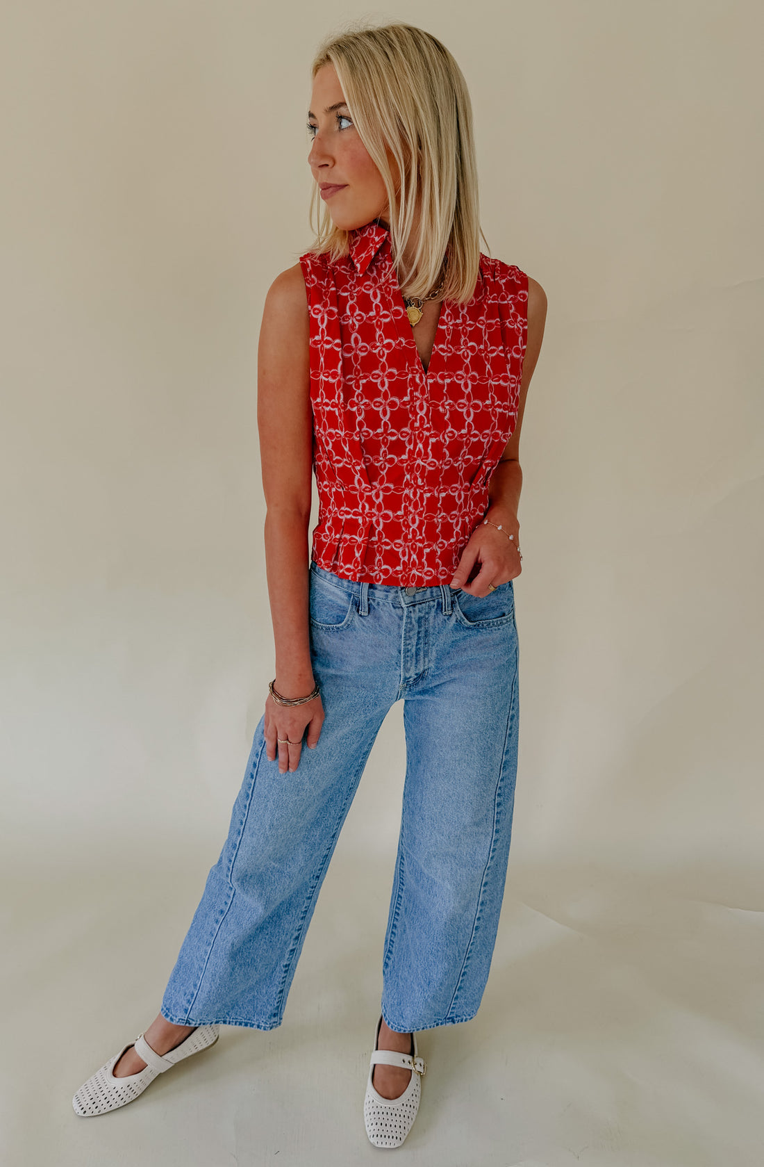 RED-Y FOR IT PLEATED WAIST TANK