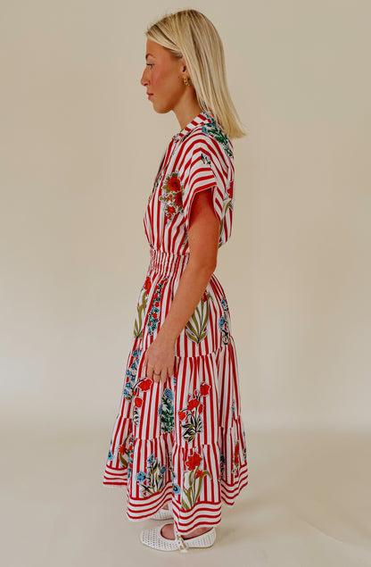 PUERTO RICO COLLARED MIDI DRESS