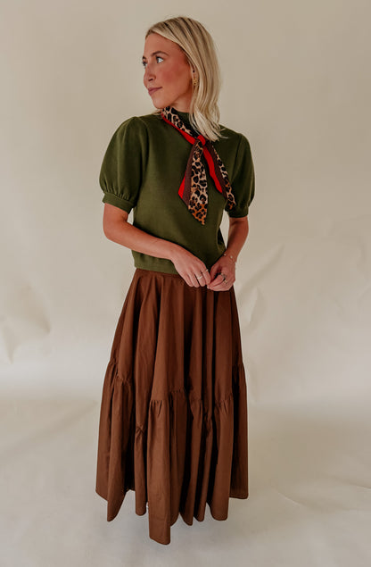 THE SIMONE POPLIN BLEND MIDI SKIRT