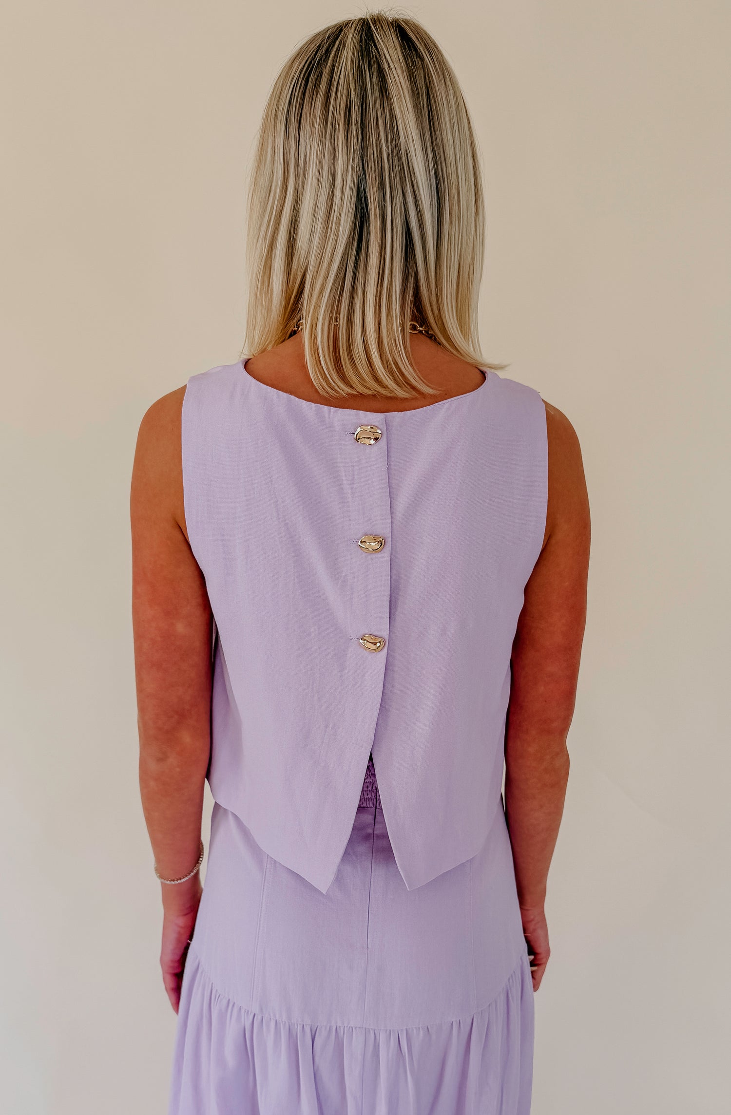 LAVENDER HAZE BUTTON BACK TOP