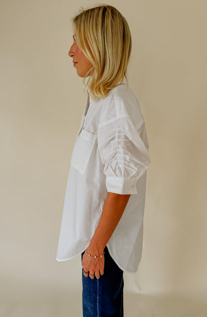 THE MIKAYLA LONG POPLIN BLEND BUTTON DOWN