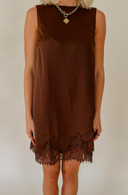 COCOA CRUSH LACE MINI DRESS