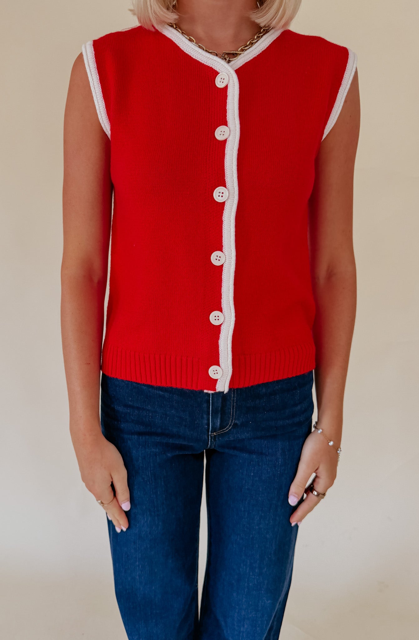 THE RUBY BUTTONED SWEATER TANK