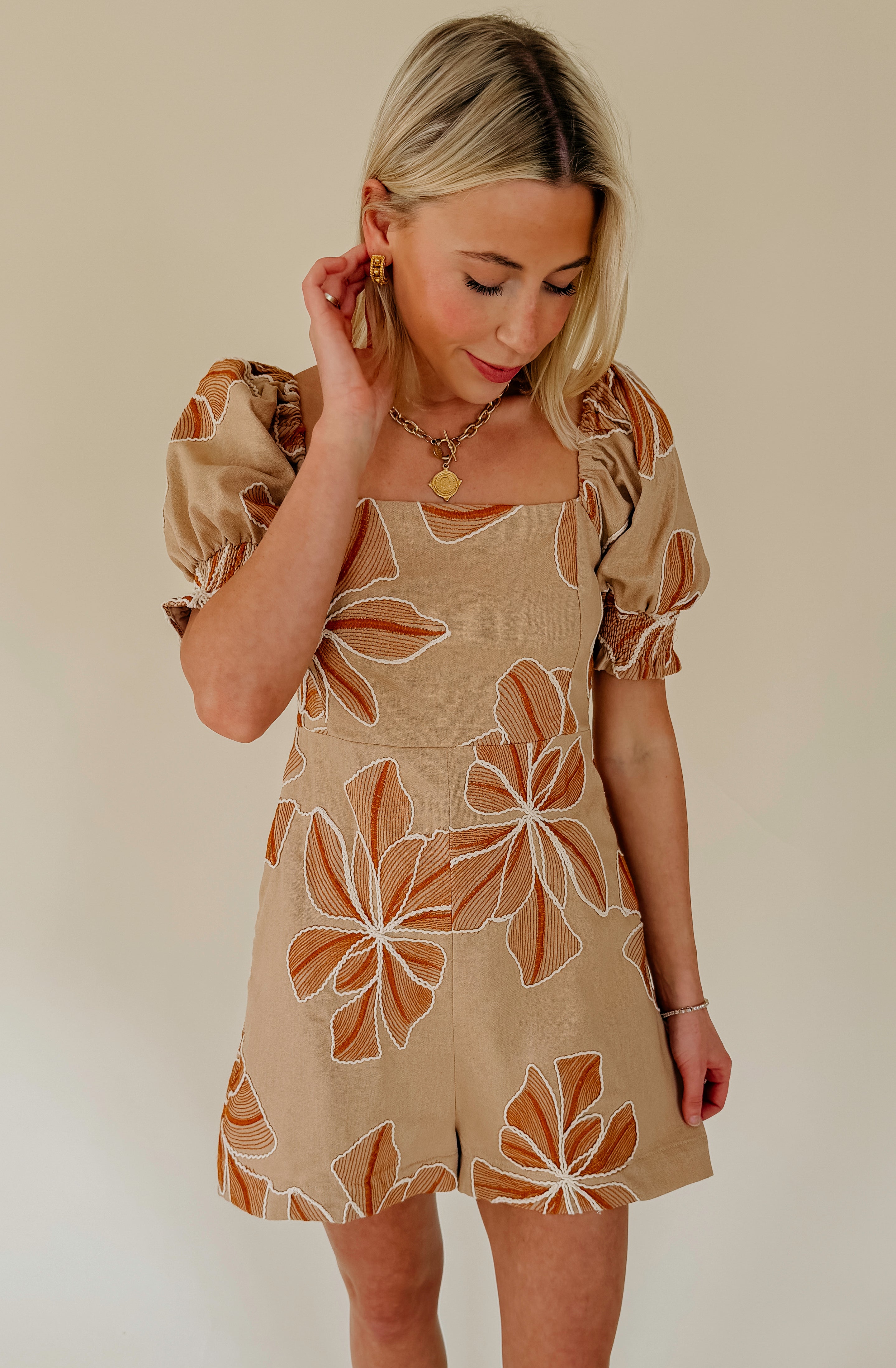 TURKS AND CAICOS EMBROIDERED ROMPER