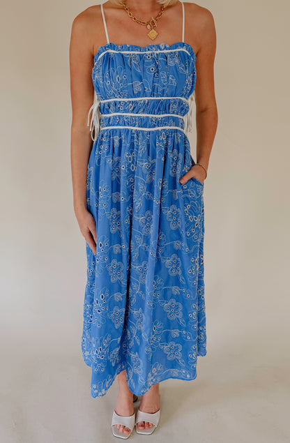 OCEAN EYES EMBROIDERED MIDI