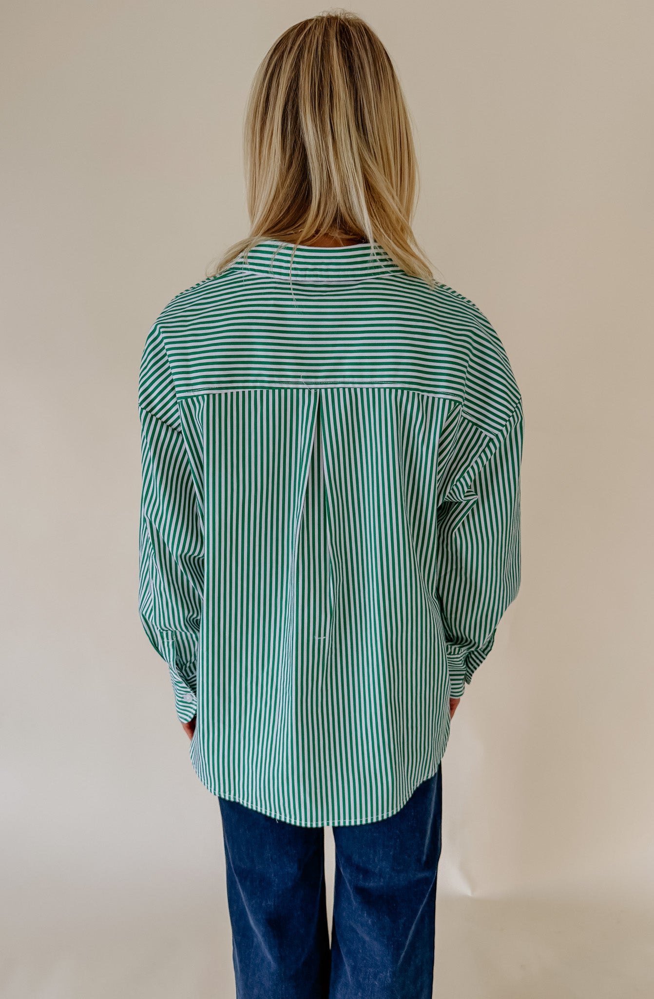 TIME AND TIME AGAIN STRIPED POPLIN BLEND BUTTON DOWN