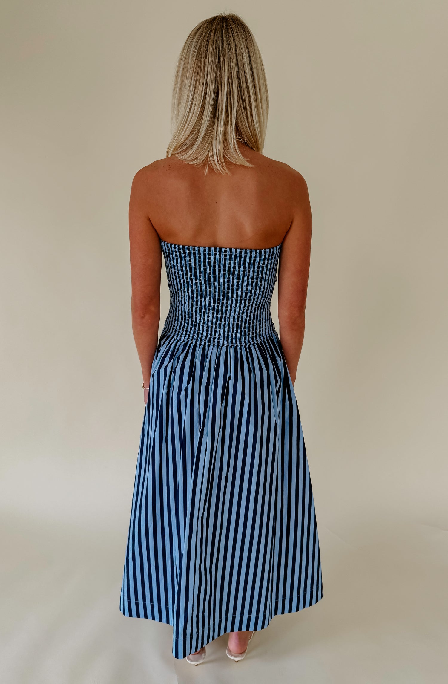 THE PHOEBE STRAPLESS MIDI DRESS