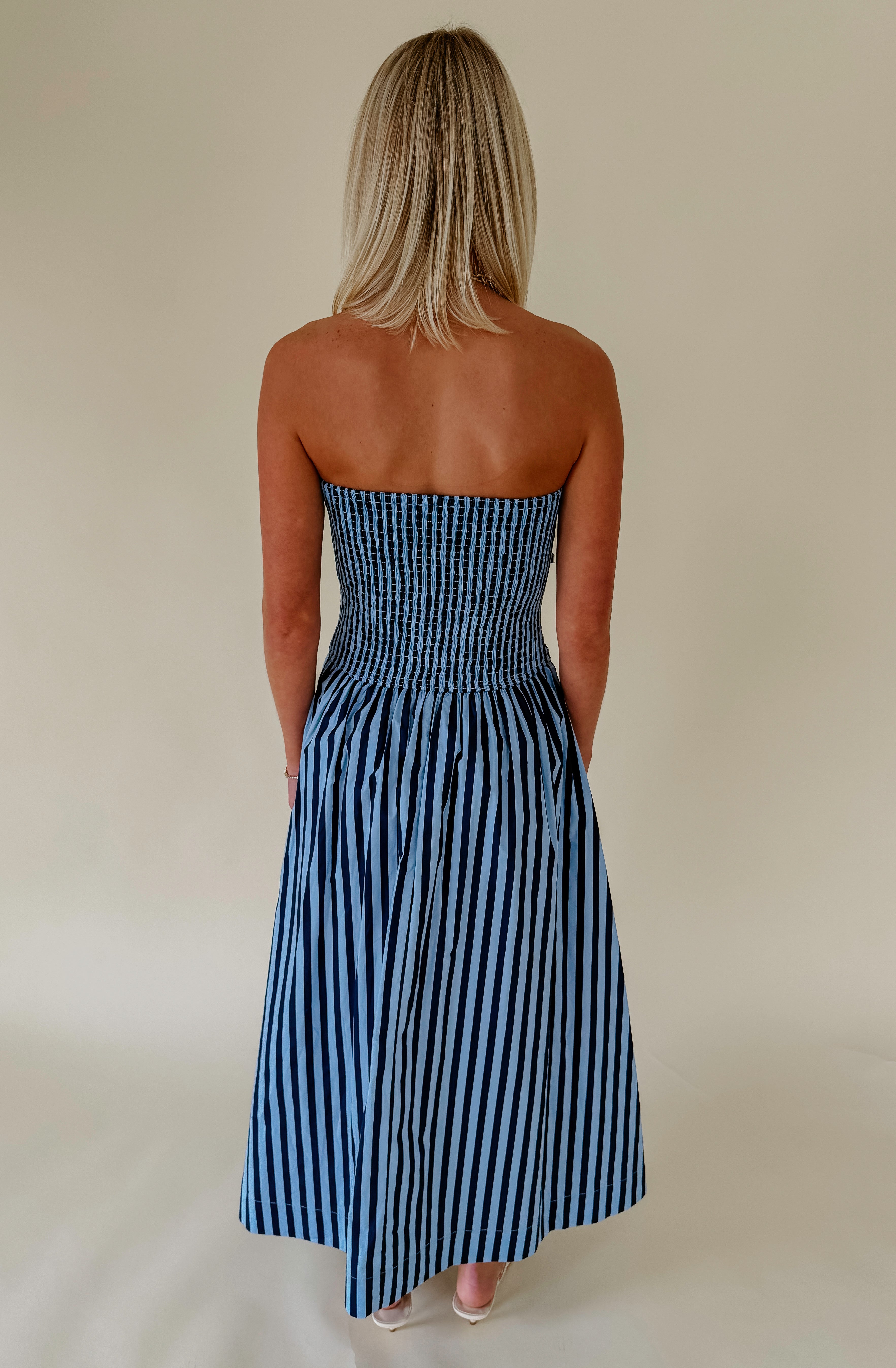 THE PHOEBE STRAPLESS MIDI DRESS