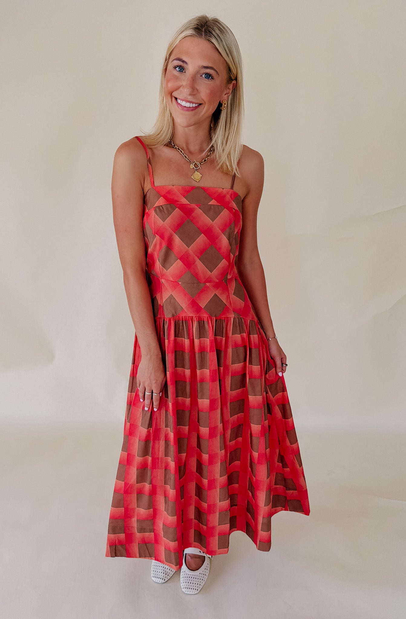 CORAL YA LATER MIDI DRESS