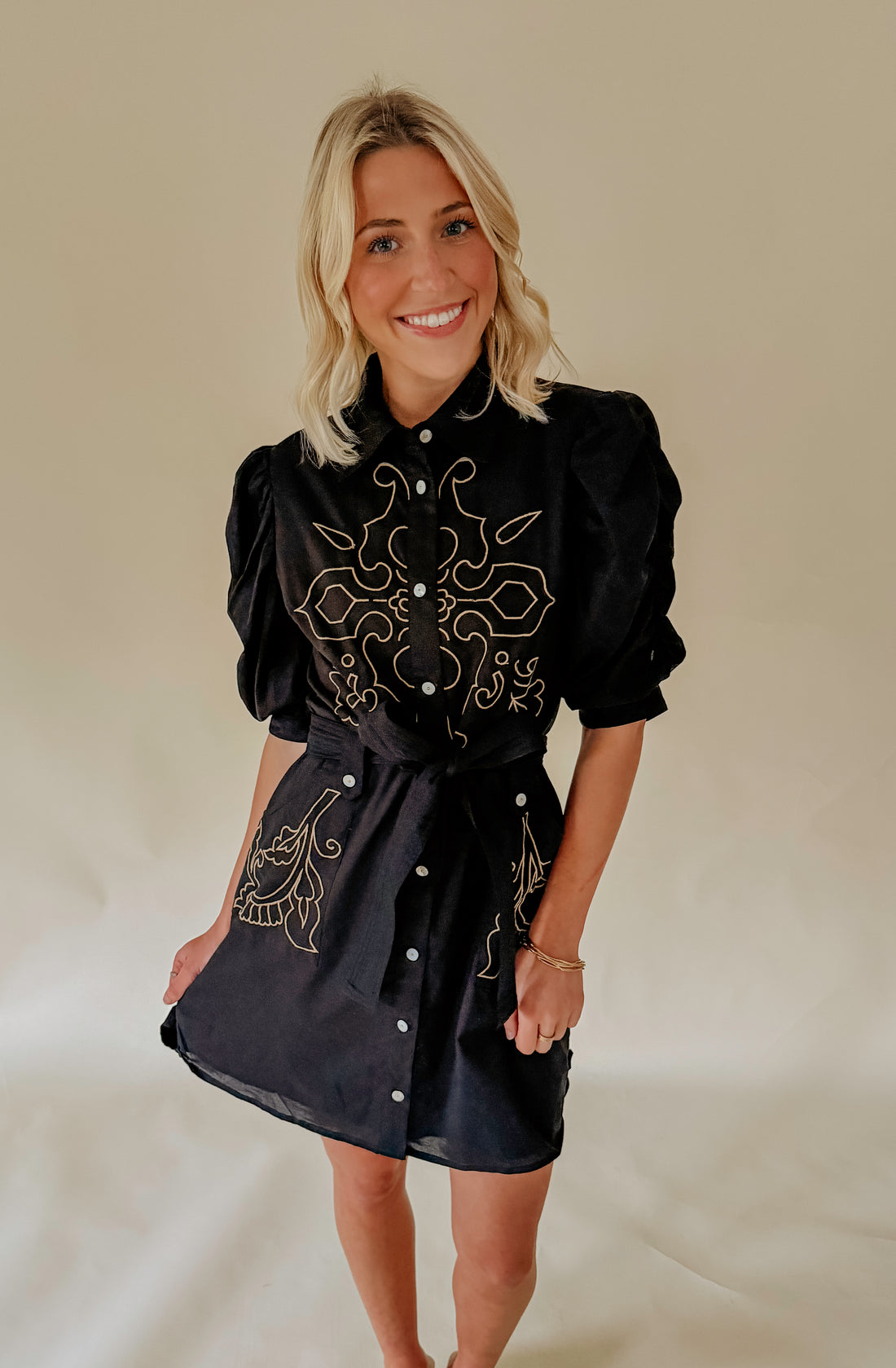 CIEBON LUCY EMBROIDERED MINI DRESS