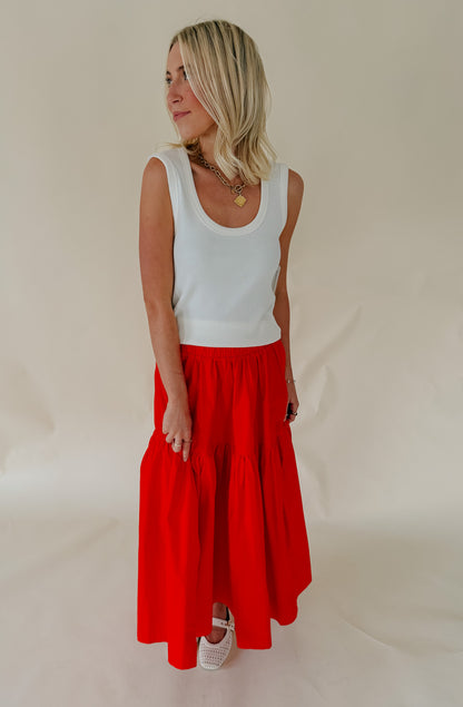 THE TESSA POPLIN BLEND MIDI SKIRT
