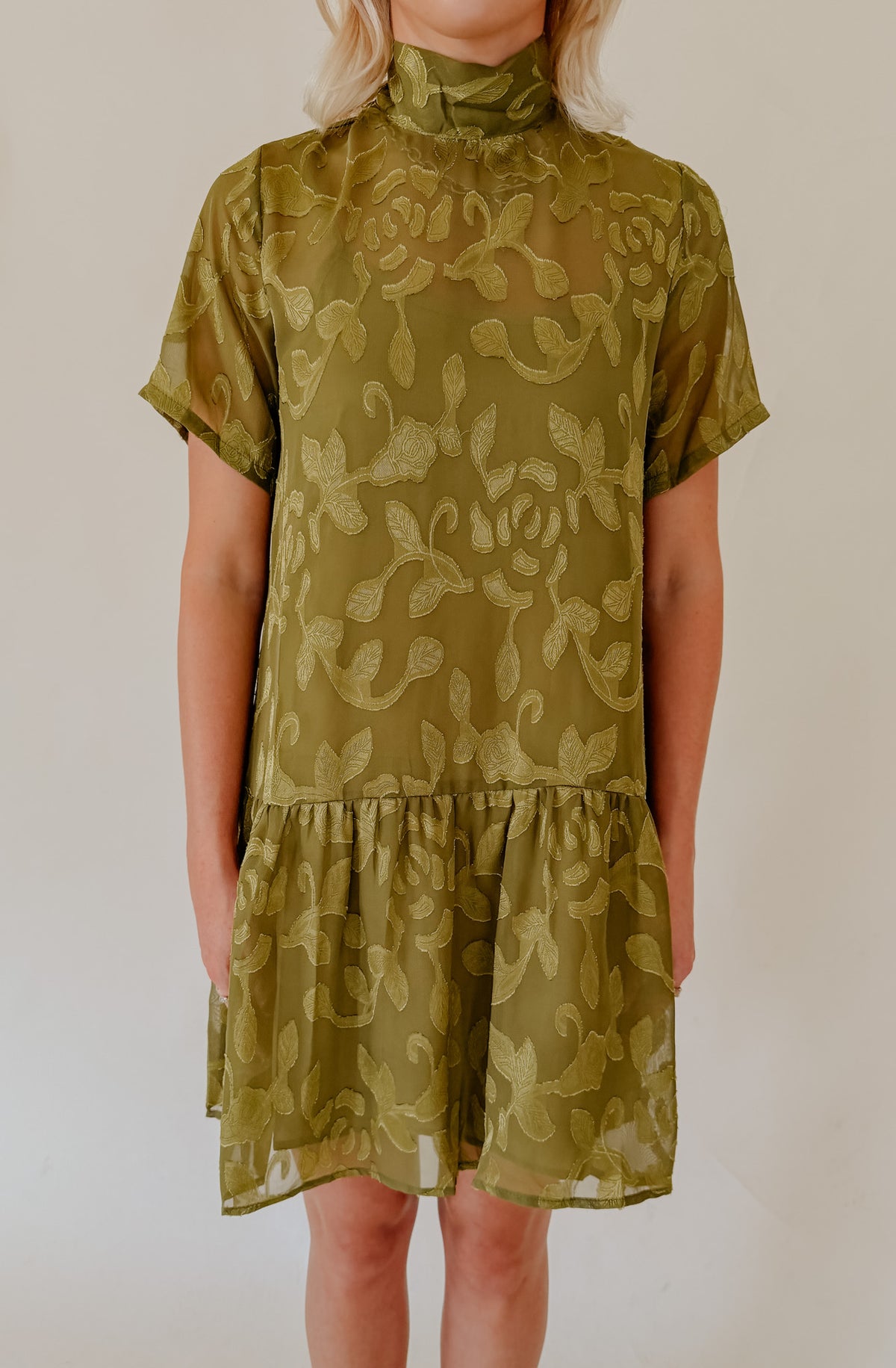 OLIVE BRANCH SHIFT MINI DRESS