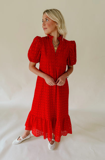 ONE &amp; DONE EYELET MIDI DRESS