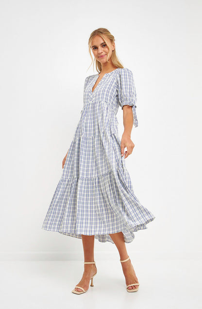 PLAID REPUTATION MIDI DRESS