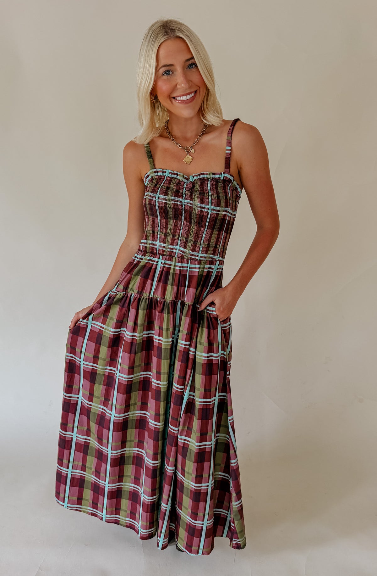 PLAID ABOUT YOU MIDI DRESS