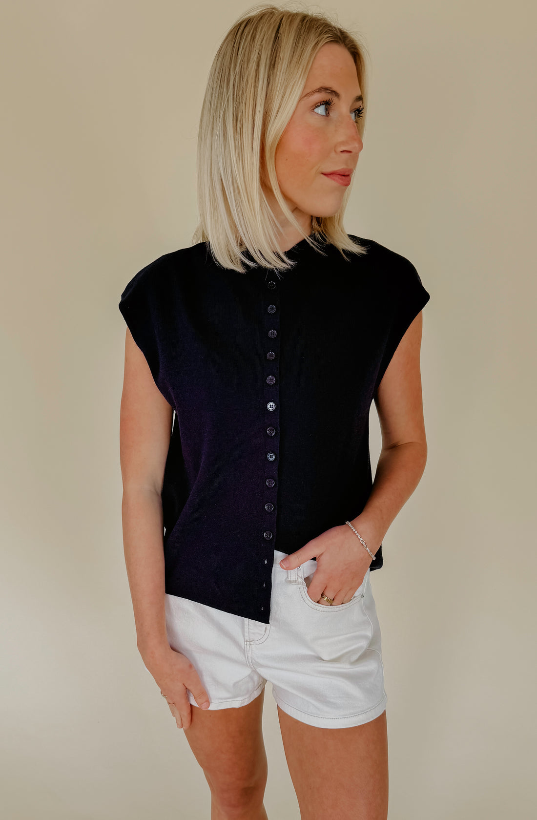 EVERYTHING IN BETWEEN BUTTONED KNIT TANK