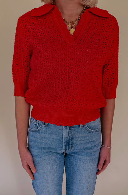 RED-Y OR NOT COLLARED SWEATER