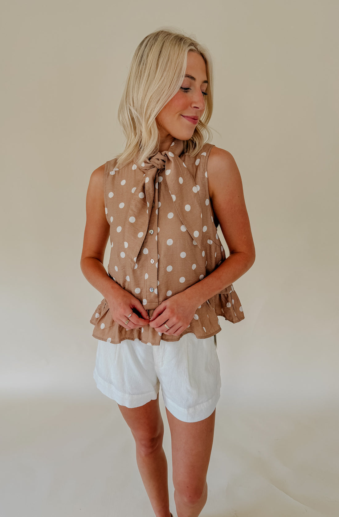 DOT YOUR AVERAGE TIE BLOUSE