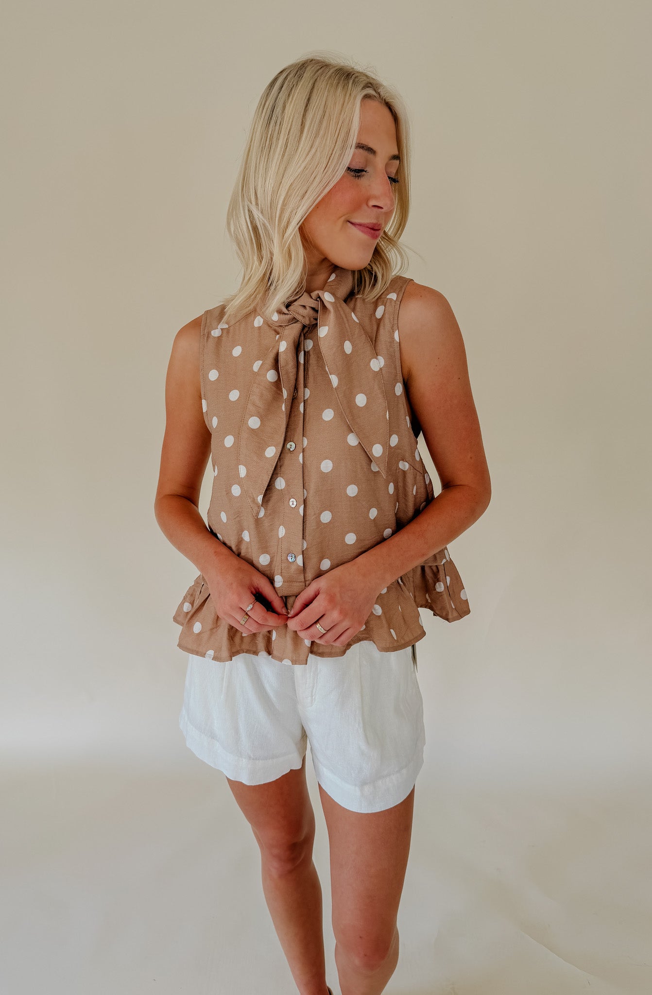 DOT YOUR AVERAGE TIE BLOUSE