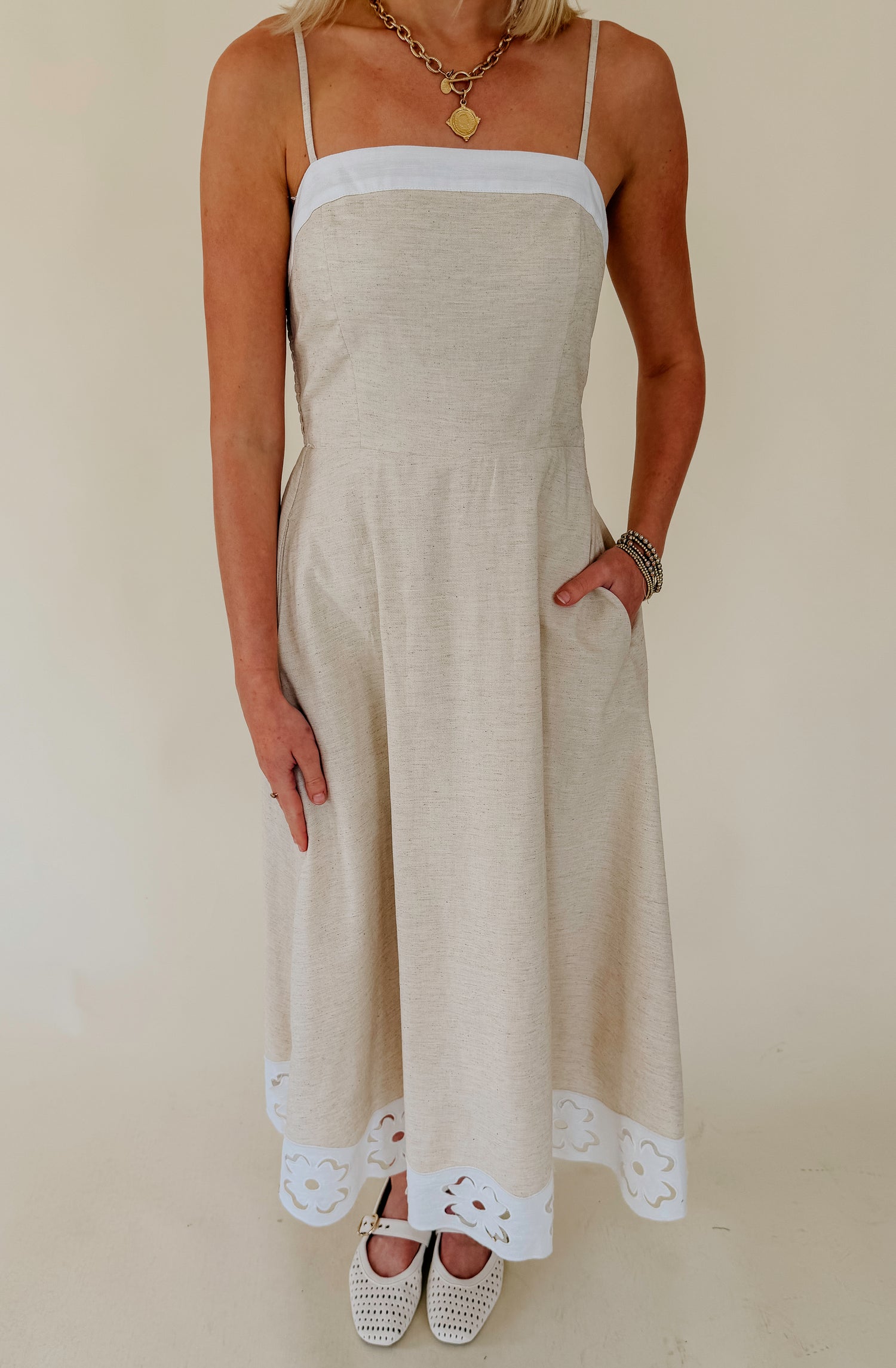 SPRING LINENS MIDI DRESS