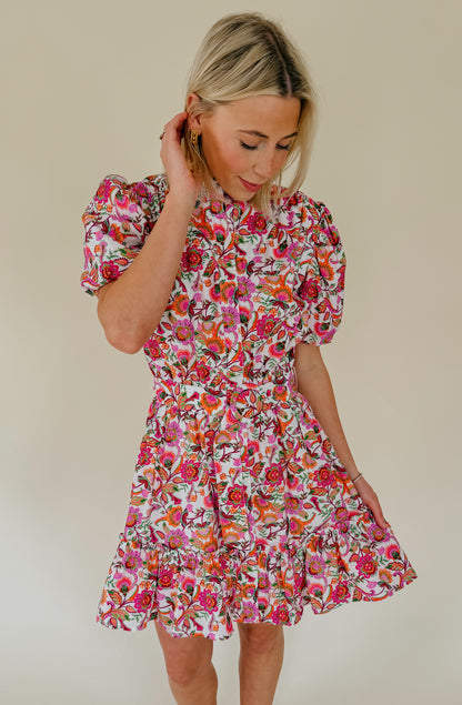THE POPPY FLORAL BELTED MINI DRESS