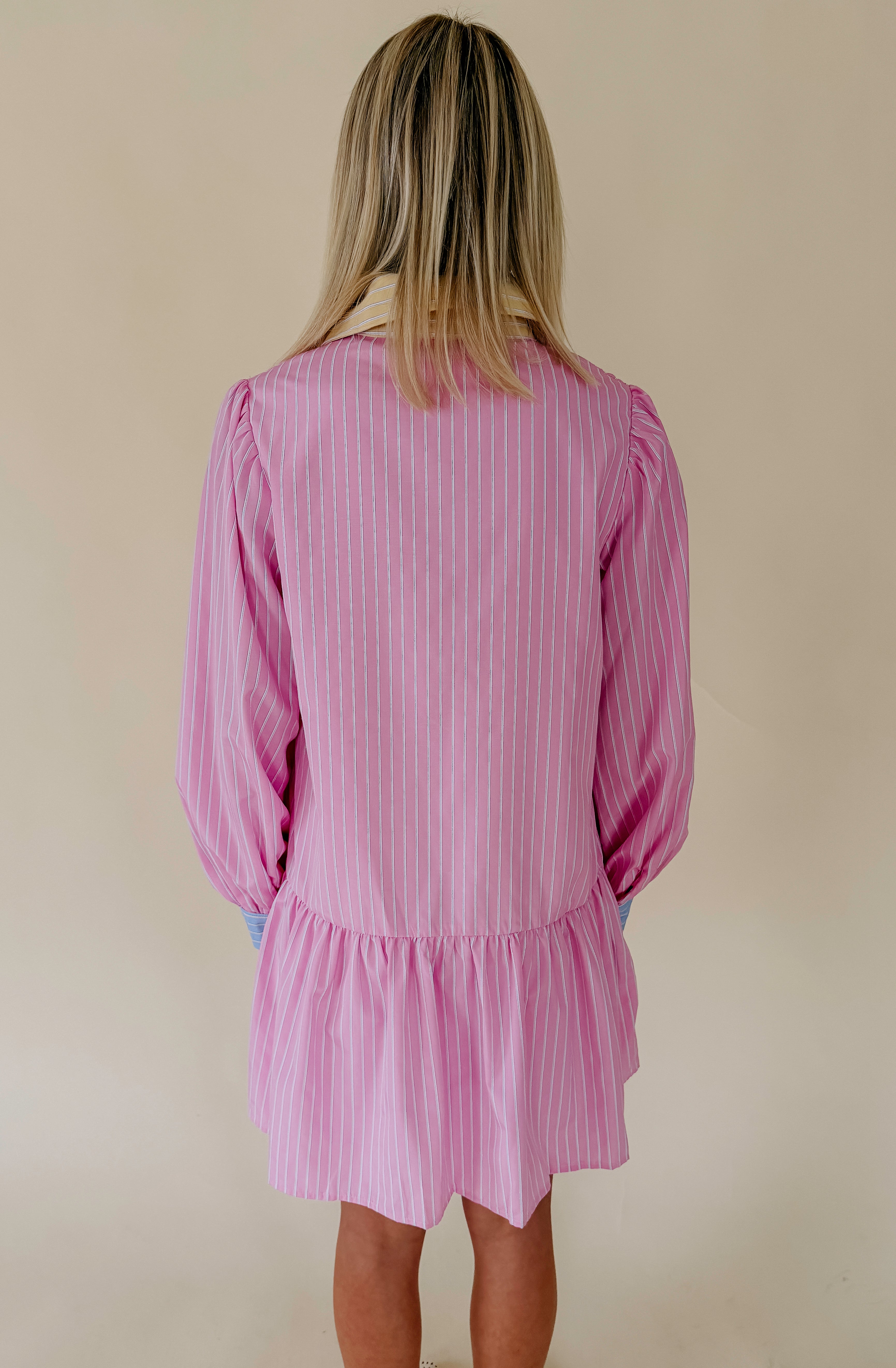 MIXED COMBO BUTTONED MINI DRESS