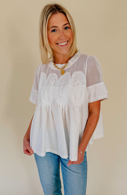 MESHED WELL BLOUSE