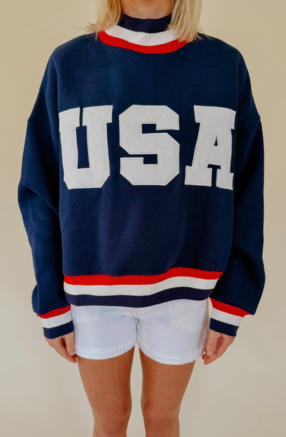 USA MOCK NECK SWEATSHIRT