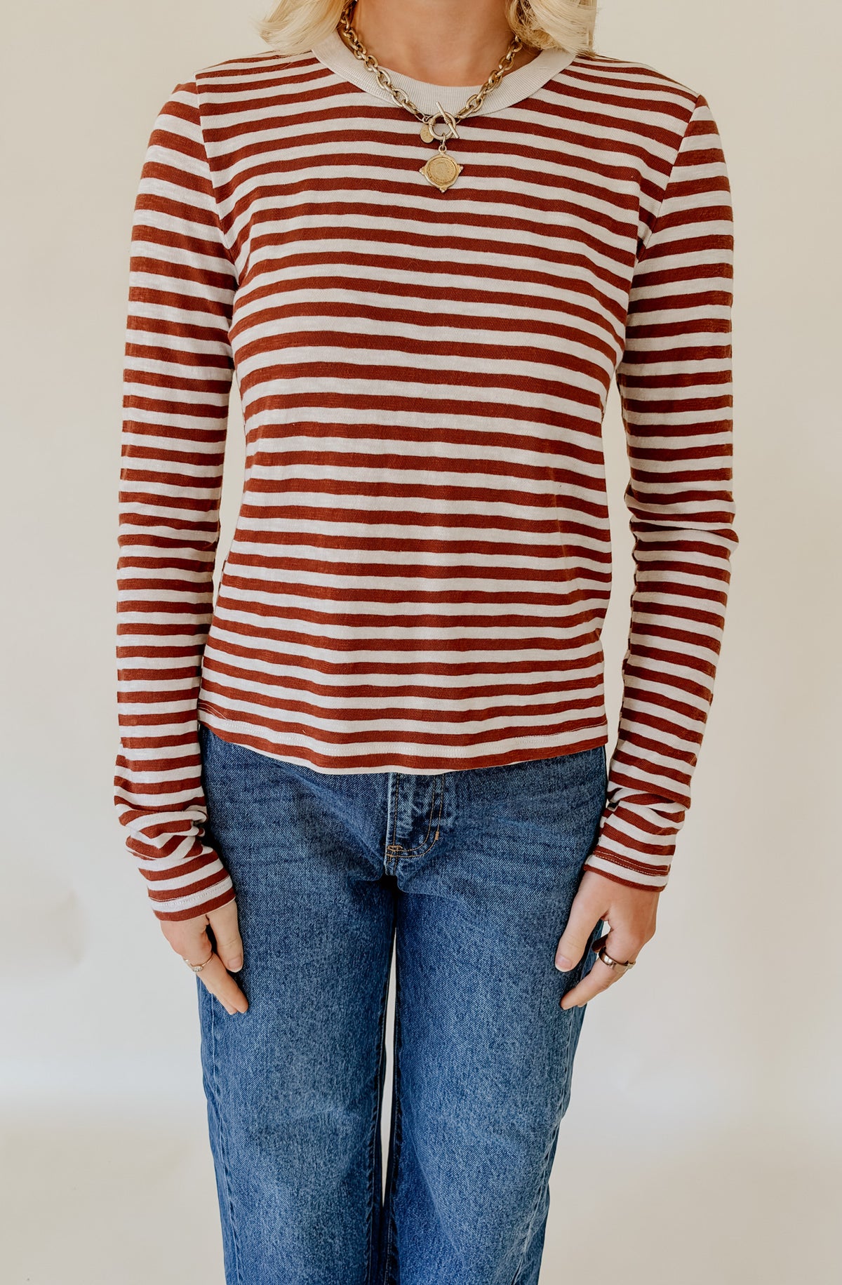 Z SUPPLY JUNIE LONG SLEEVE STRIPE SLUB TEE