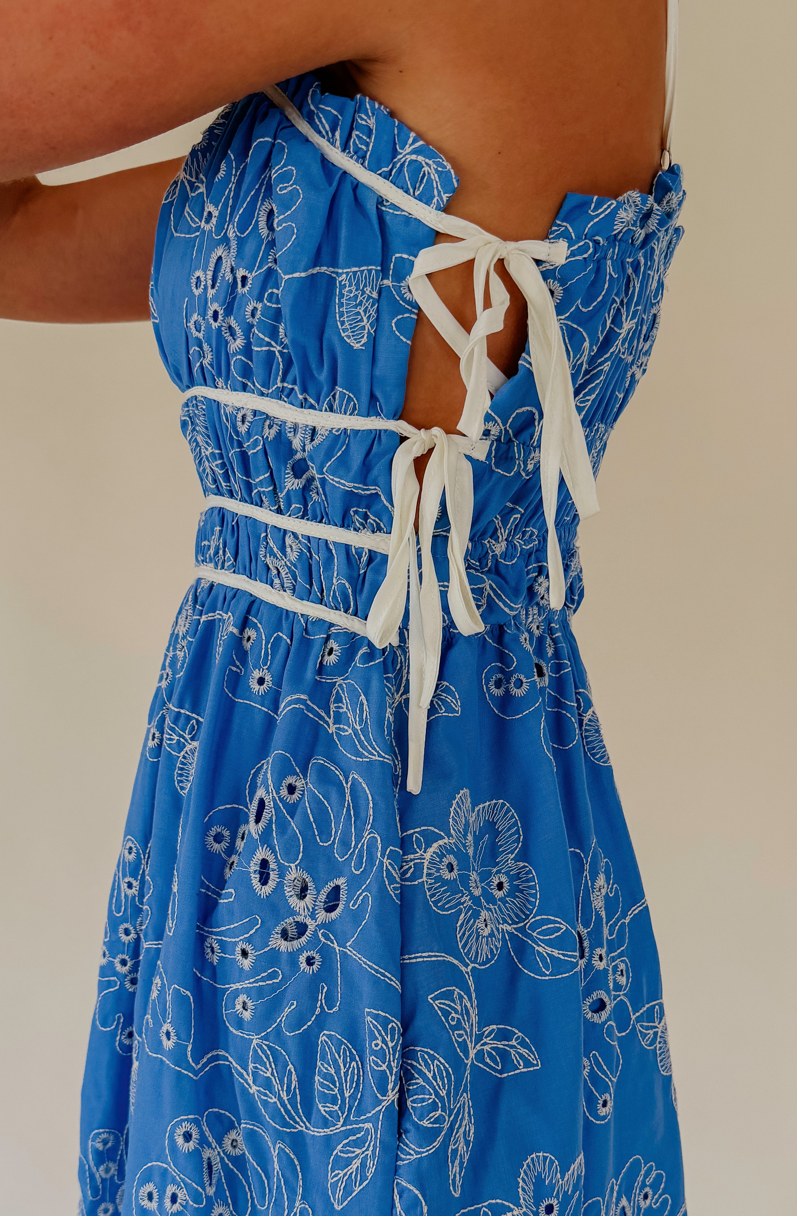 OCEAN EYES EMBROIDERED MIDI