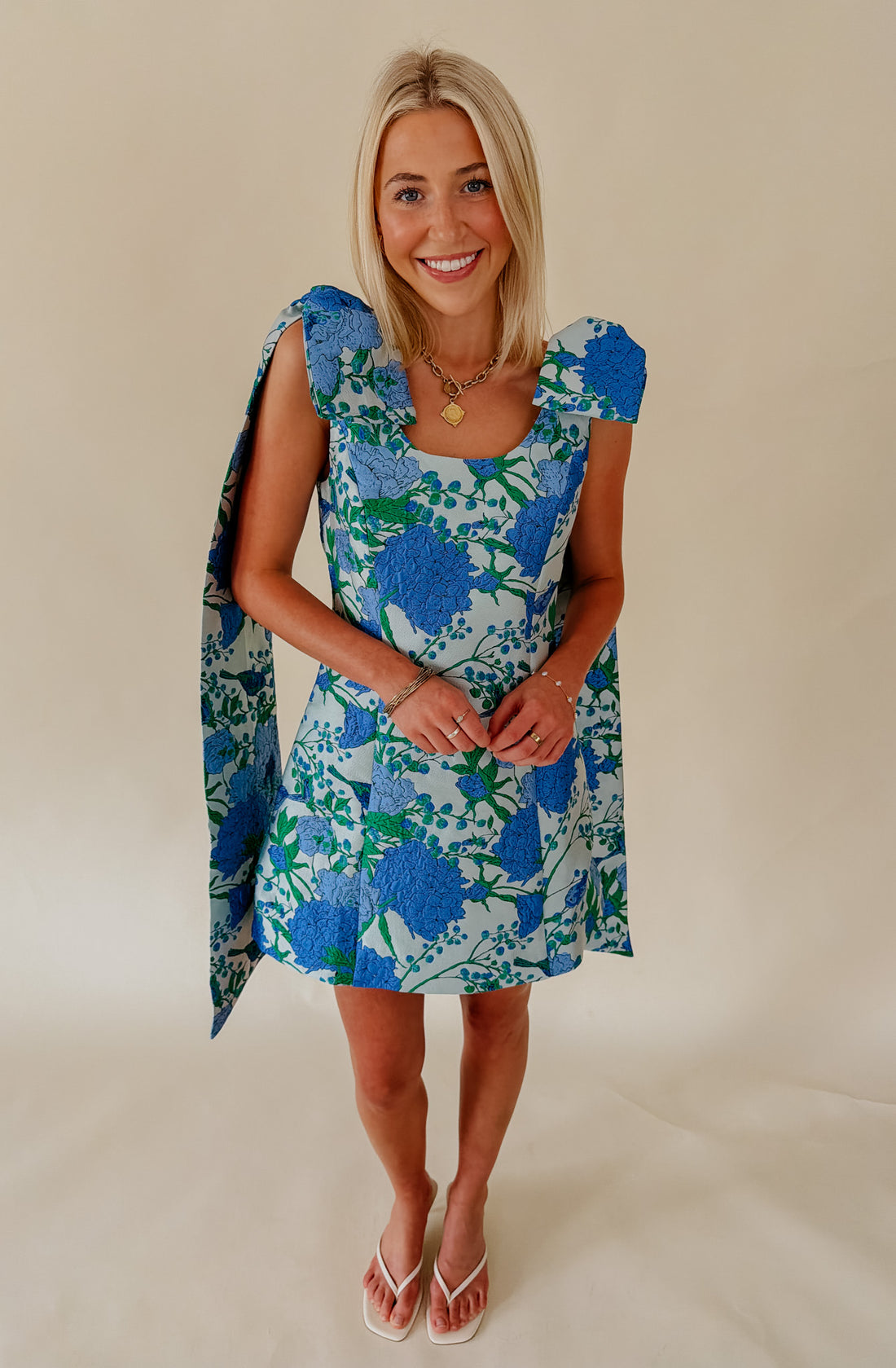 WILLOW FLORAL BOW DETAIL MINI DRESS