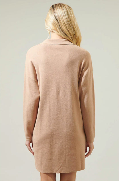 EMERLA COLLARED SWEATER DRESS