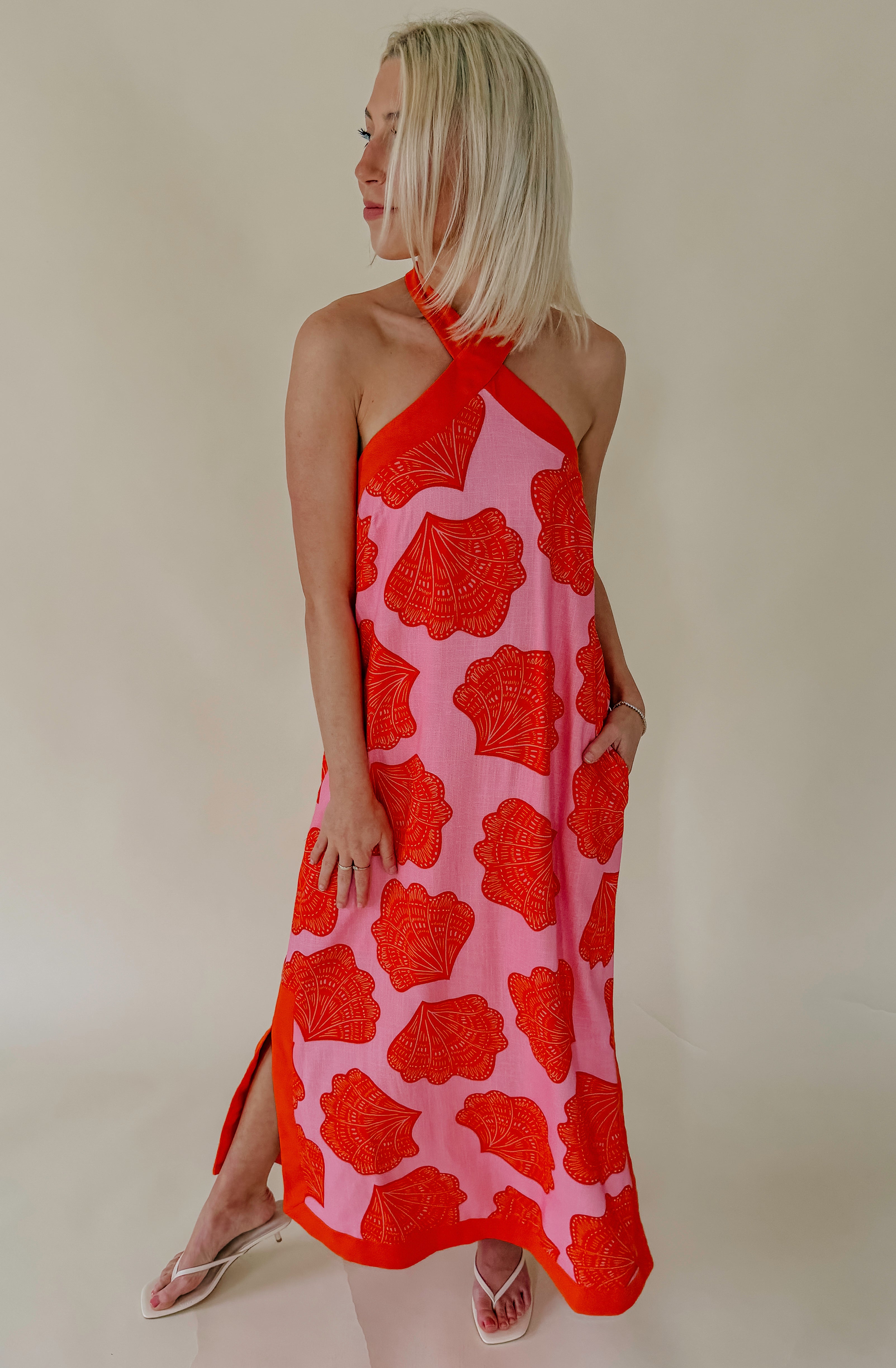 SEASHELL CITY HALTER MAXI