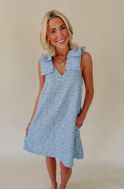 SUMMER IN FLORALS JACQUARD MINI DRESS