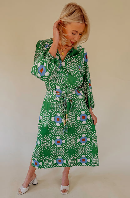 CIEBON JARDON GEO PRINT MIDI DRESS