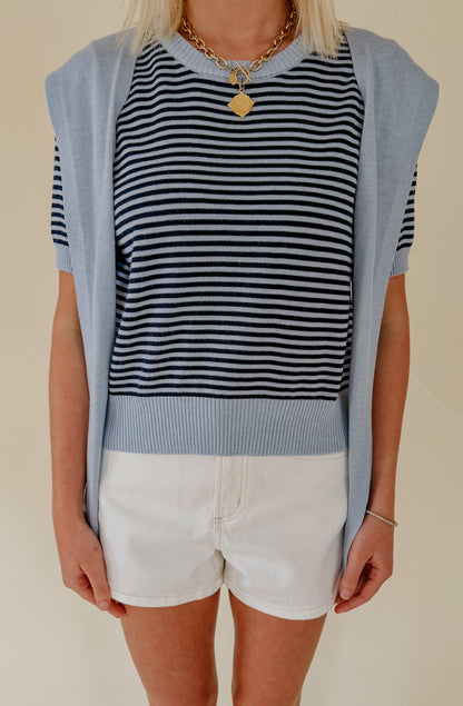 DOUBLE TROUBLE LAYERED LIGHT SWEATER TOP