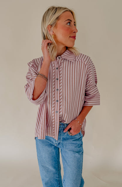 SWEET TALK STRIPED BUTTON UP