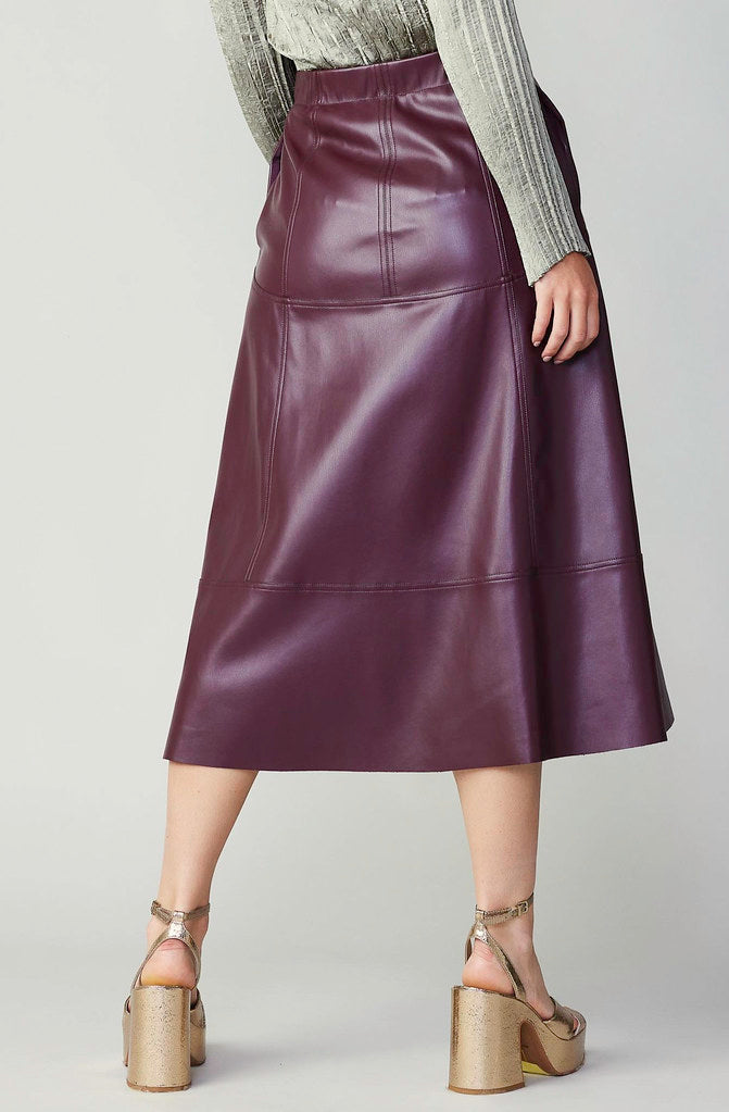WINE-ING DOWN FAUX LEATHER SKIRT