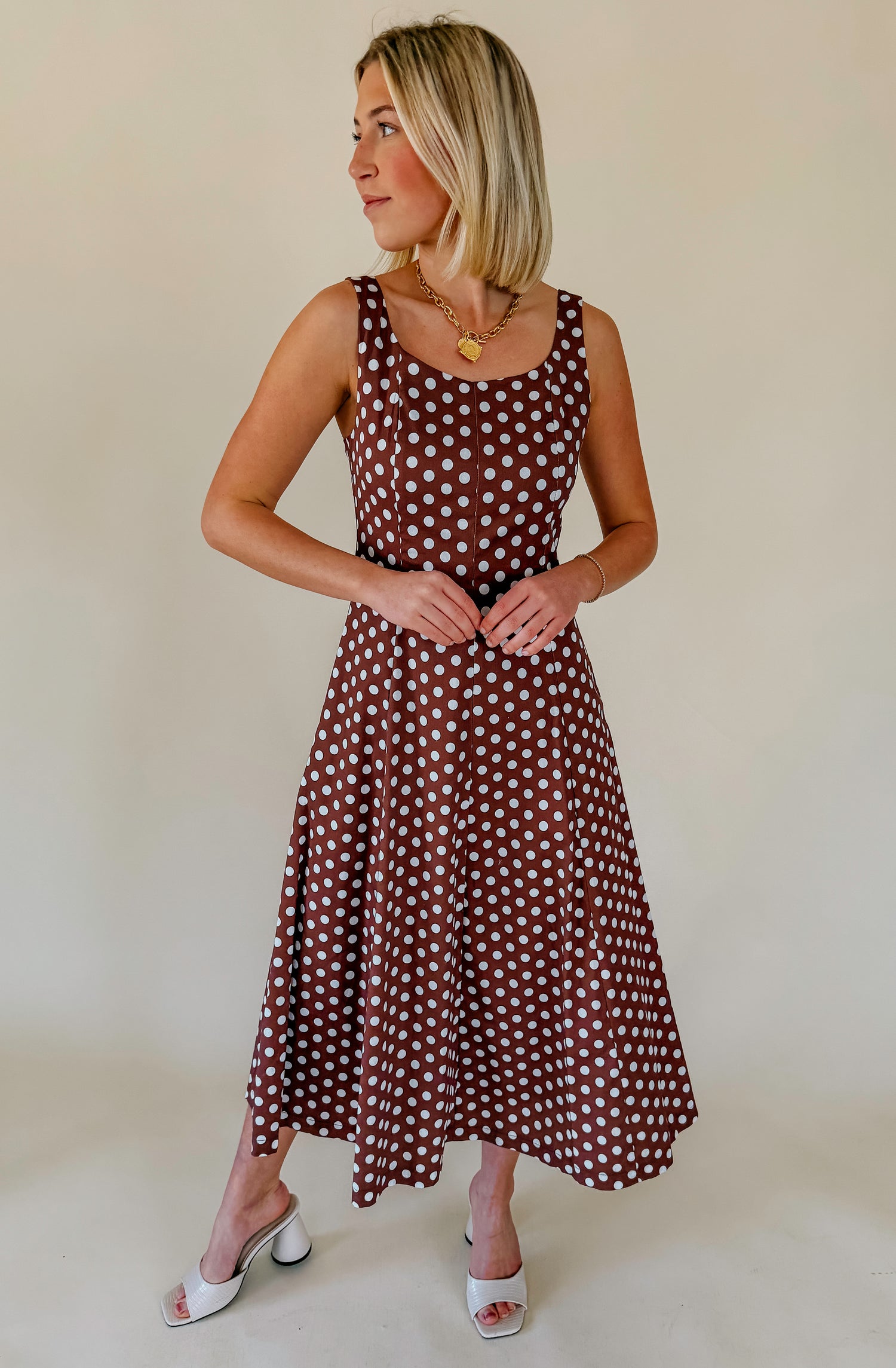 ON THE DOTTED LINE MIDI DRESS