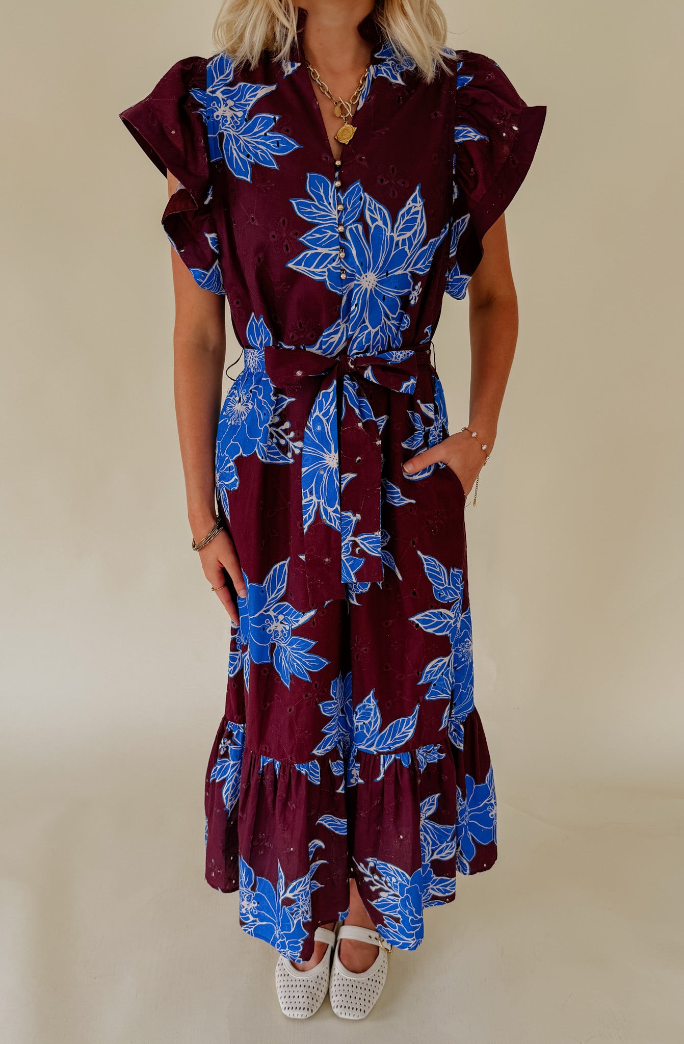 WINE &amp; BLOOM MIDI DRESS