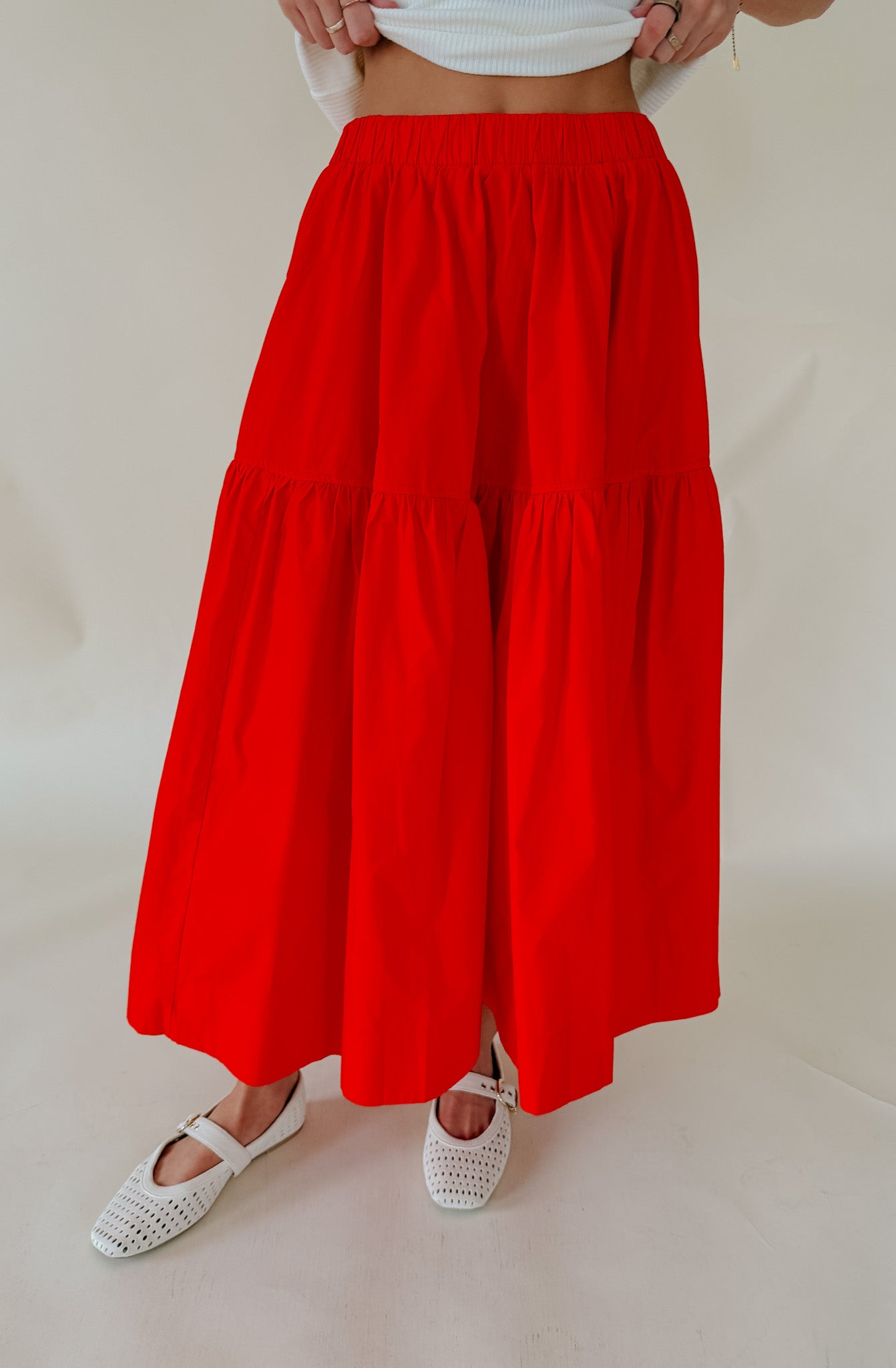 THE TESSA POPLIN BLEND MIDI SKIRT