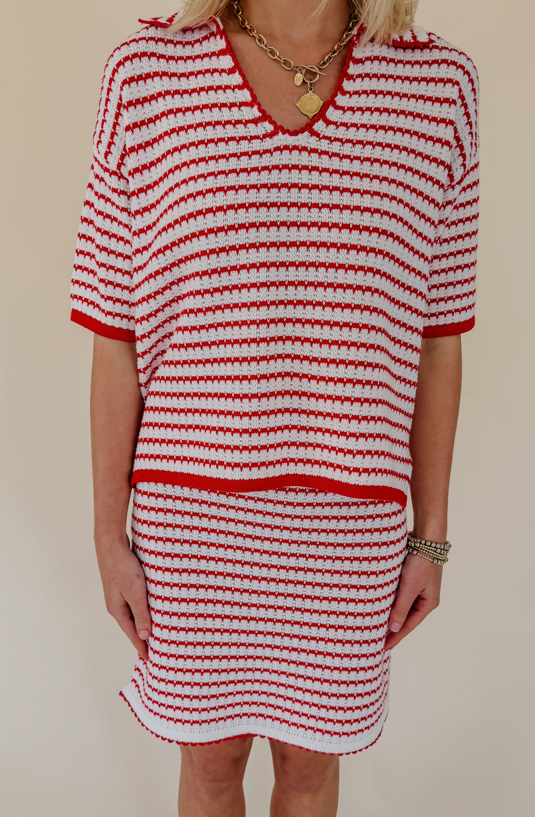 FOR SURE LIGHT KNIT POLO SWEATER