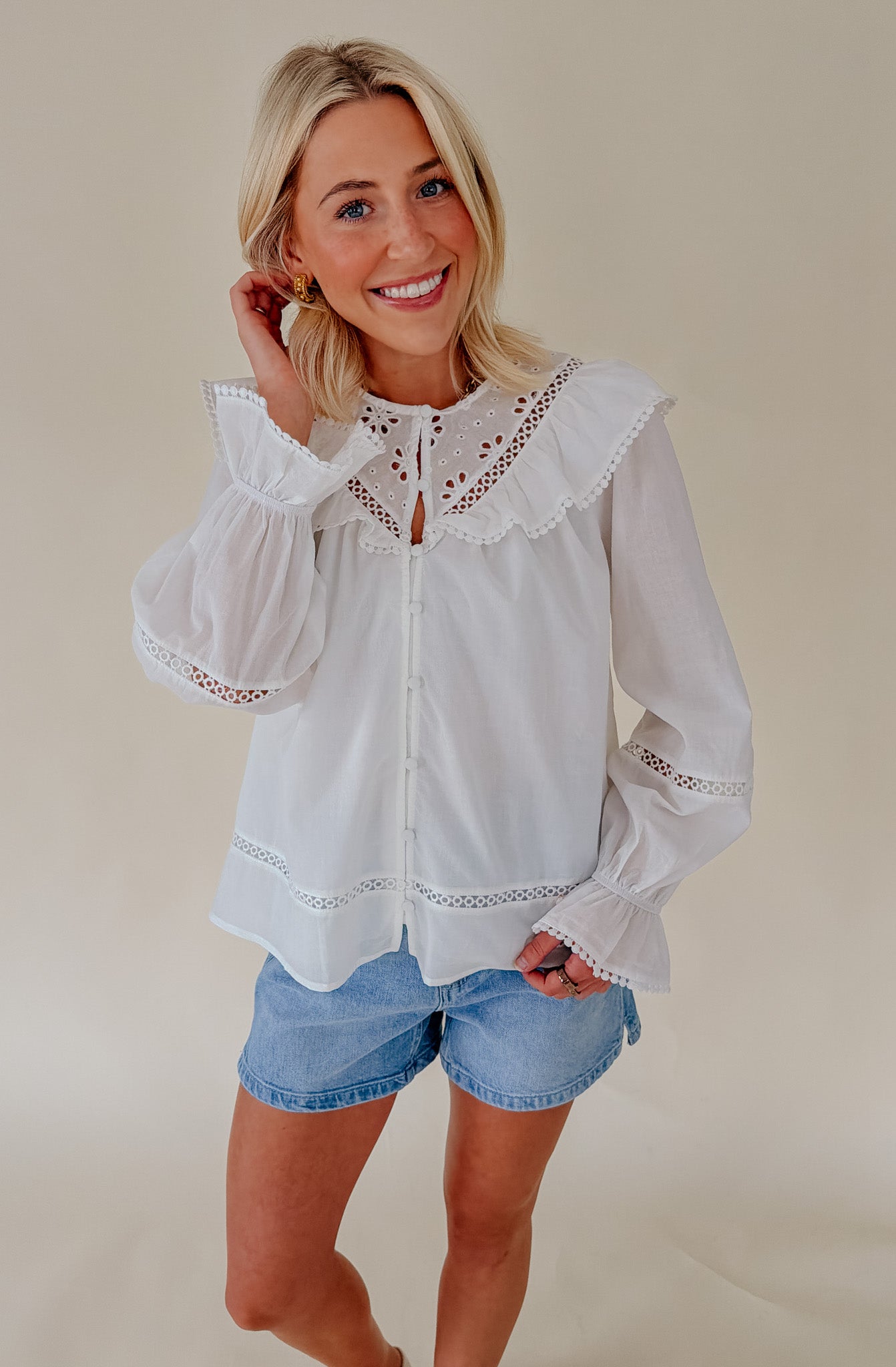 SWEET NOTHING EYELET BLOUSE
