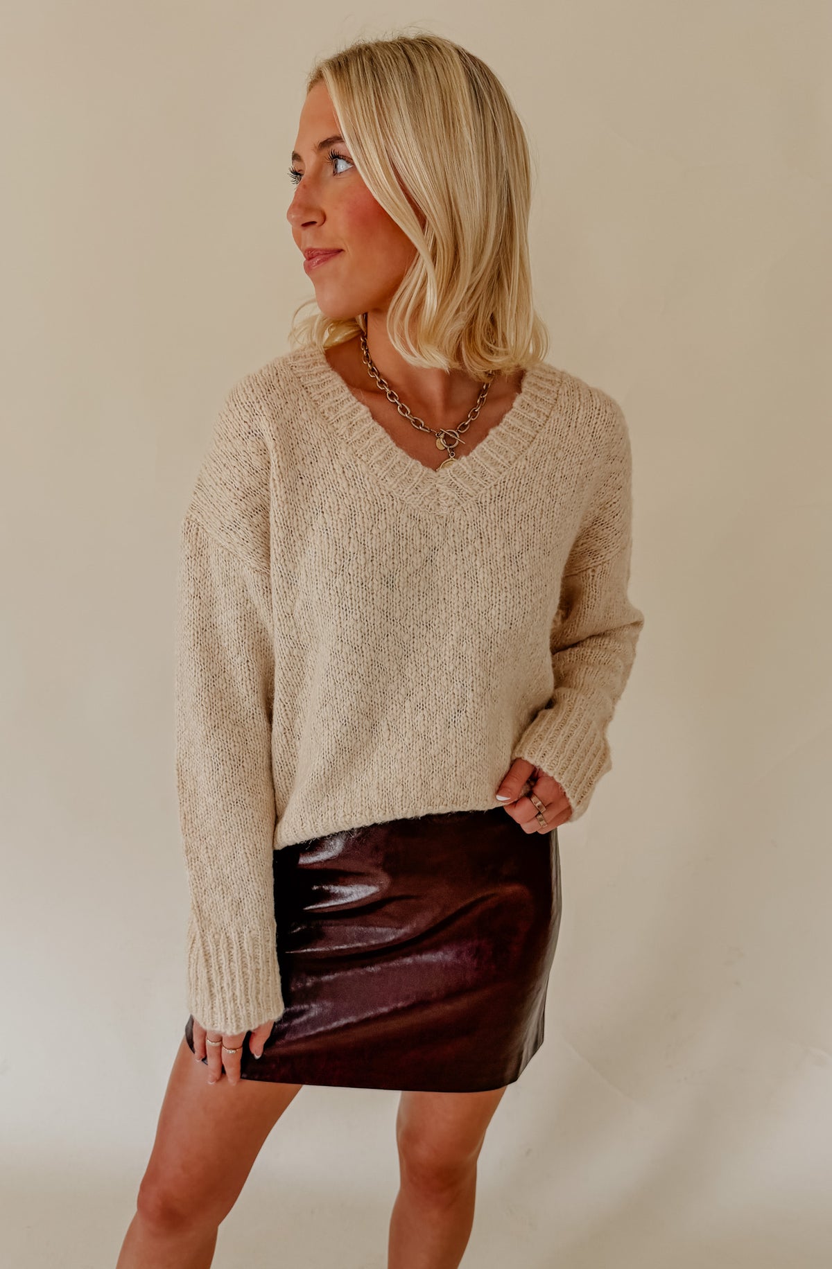 LUCY PARIS WINE HART FAUX LEATHER SKIRT