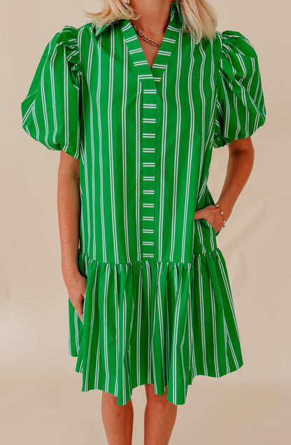 MINT TO BE STRIPED POPLIN BLEND MINI DRESS