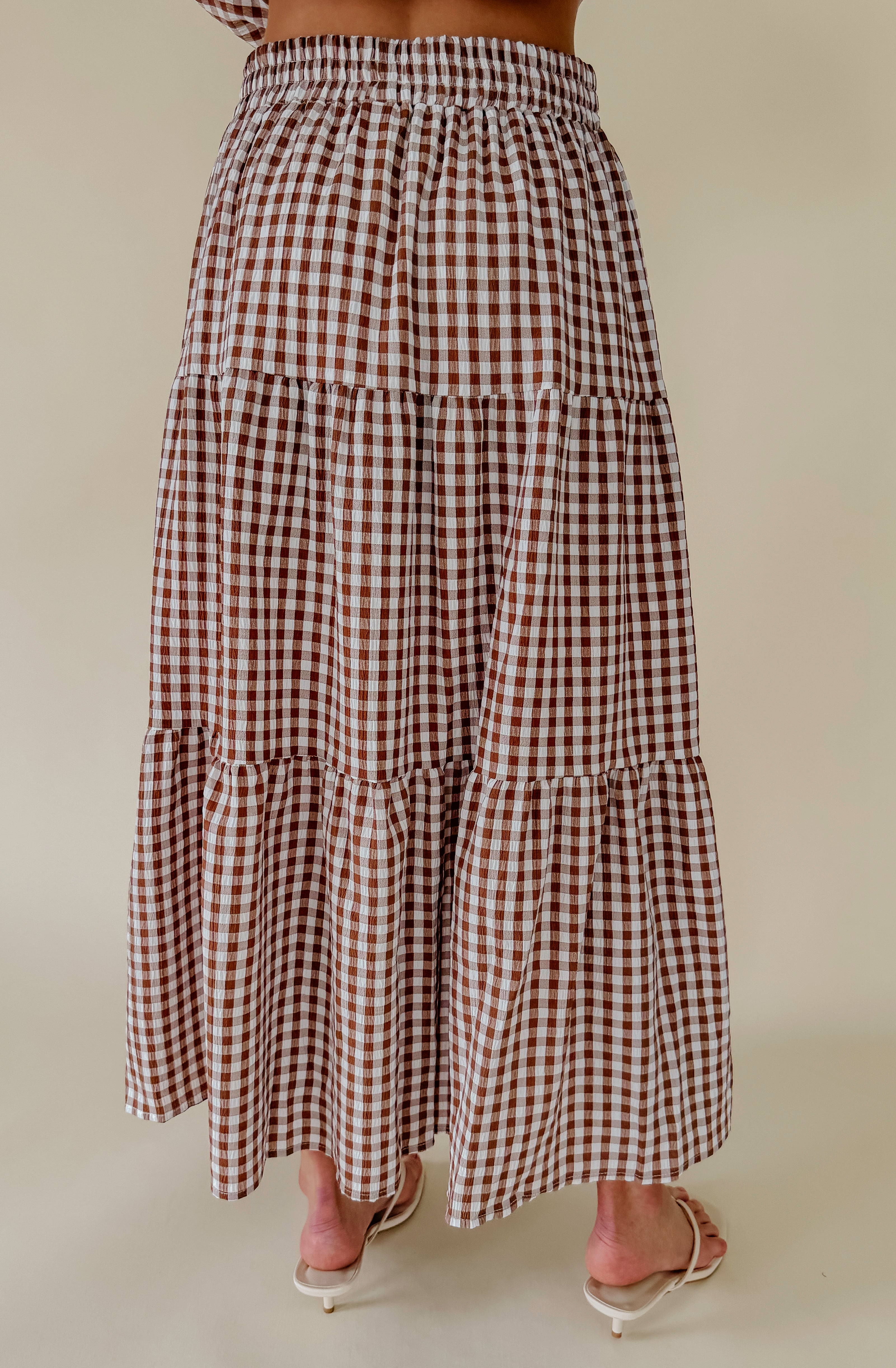 PLAID TO MEET YOU GINGHAM MIDI SKIRT