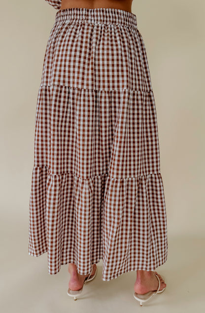 PLAID TO MEET YOU GINGHAM MIDI SKIRT