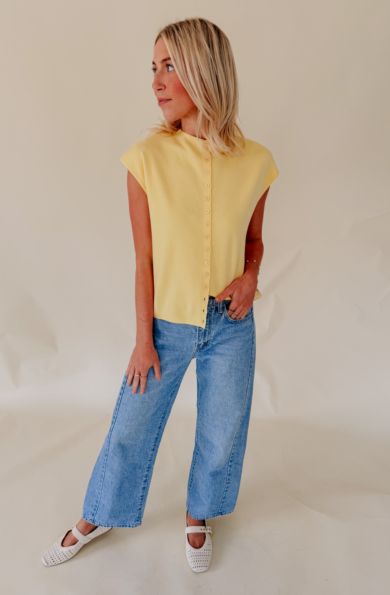 EVERYTHING IN BETWEEN BUTTONED KNIT TANK