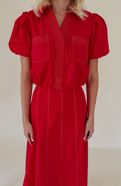 TAILGATE TIME CROPPED POPLIN BLEND TOP